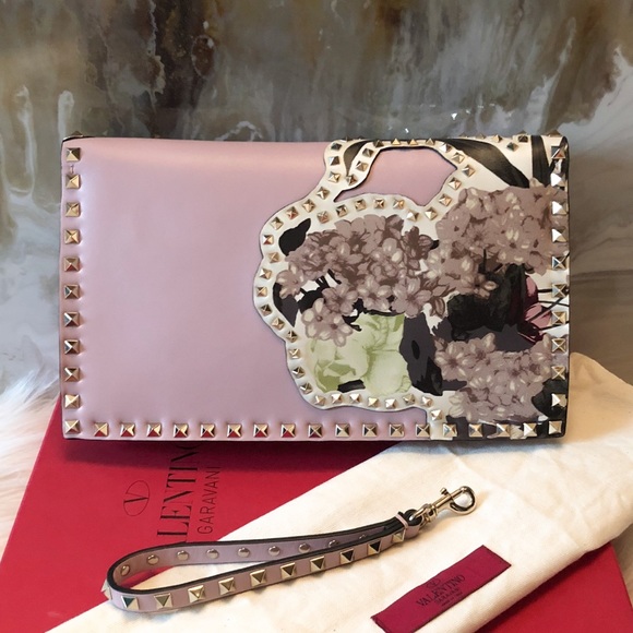 3K Valentino Pink Kimono 1997 Rockstud Clutch - Picture 3 of 8